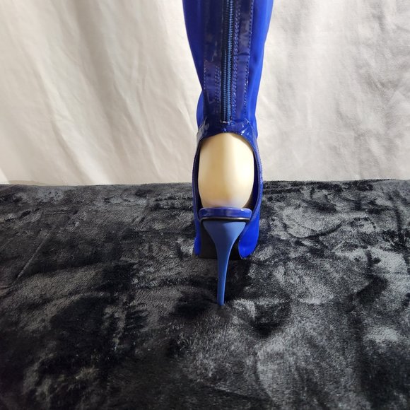Privileged Royal Blue Over The Knee Lycra Stretch Boots - Picture 5 of 10